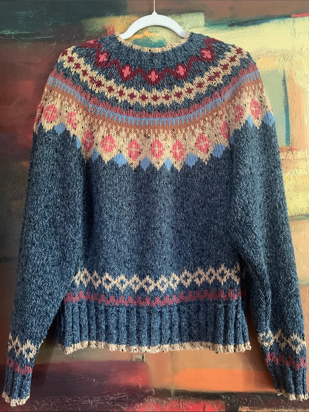 Vintage Liz Claiborne Cotton/Ramie Fair Isle Sweater, Sz L